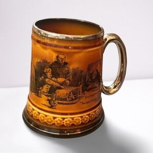 Vintage Ridgeway Scene from Coaching Days Ceramic Mug Brown Gold